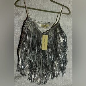 Sequin dangling white top